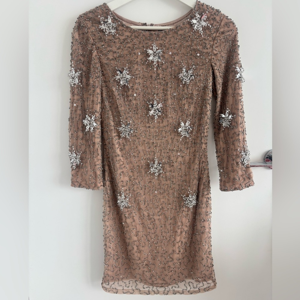 French Connection Beaded Embellished Sparkle Bodycon Dress Size 2